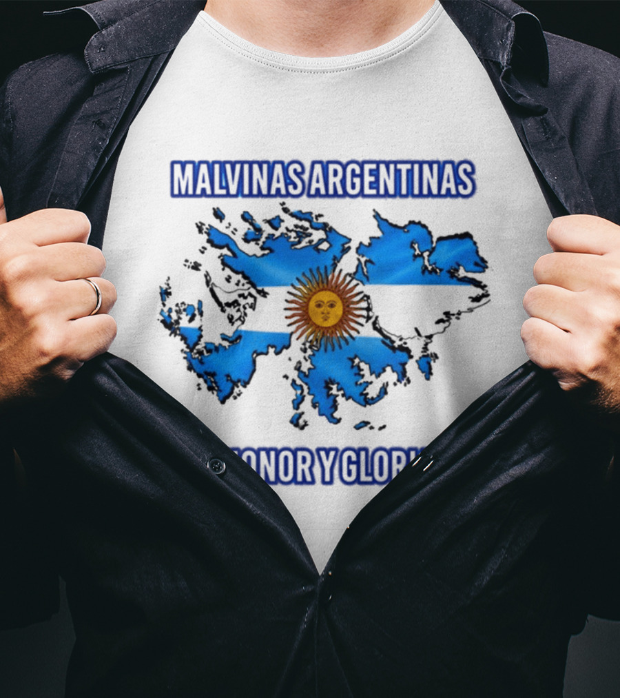 Malvinas Argentinas Honor Y Gloria Sun Symbol Map T-Shirt