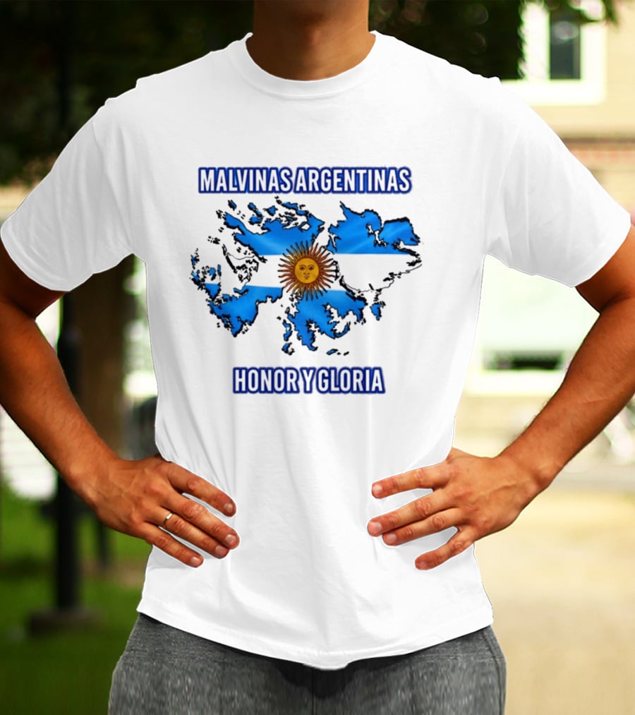 Malvinas Argentinas Honor Y Gloria Sun Symbol Map T-Shirt