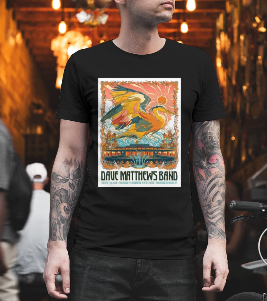 Dave Matthews Band July 17 18 2026 Saratoga Performing Arts Center Heron Art Saratoga Springs NY T-Shirt