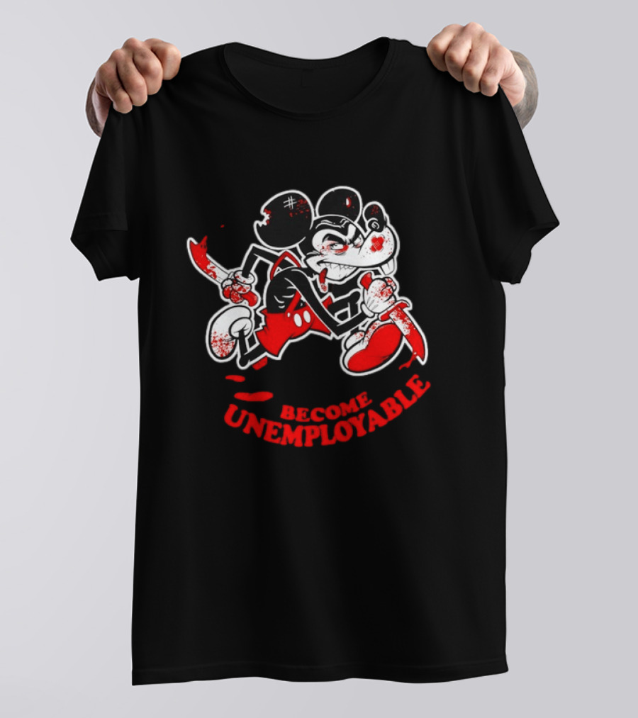 Horror Micket Become Unemployable Vintage Cartoon T-Shirt