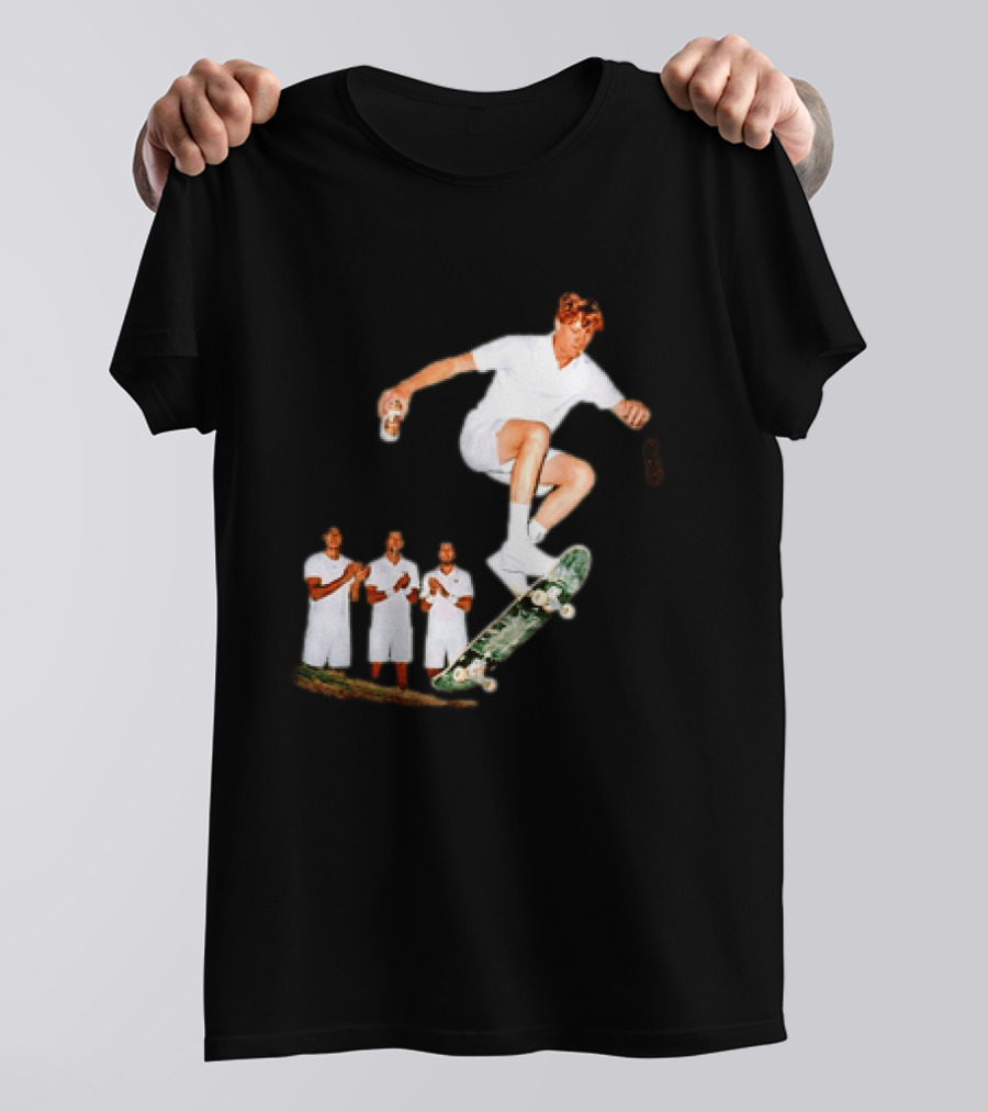 Jannik Sinner Skateboarding Wimbledon Men's Singles Italy 2026 Tennis Champion Jump T-Shirt