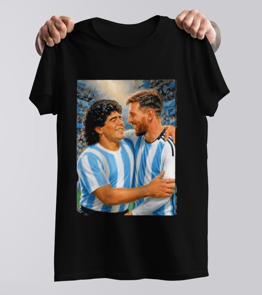 Lionel Messi Maradona Argentina Football Legends Digital T-Shirt