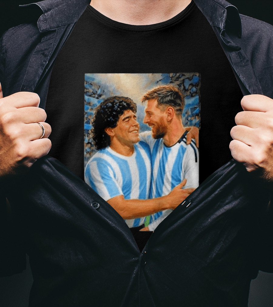 Lionel Messi Maradona Argentina Football Legends Digital T-Shirt