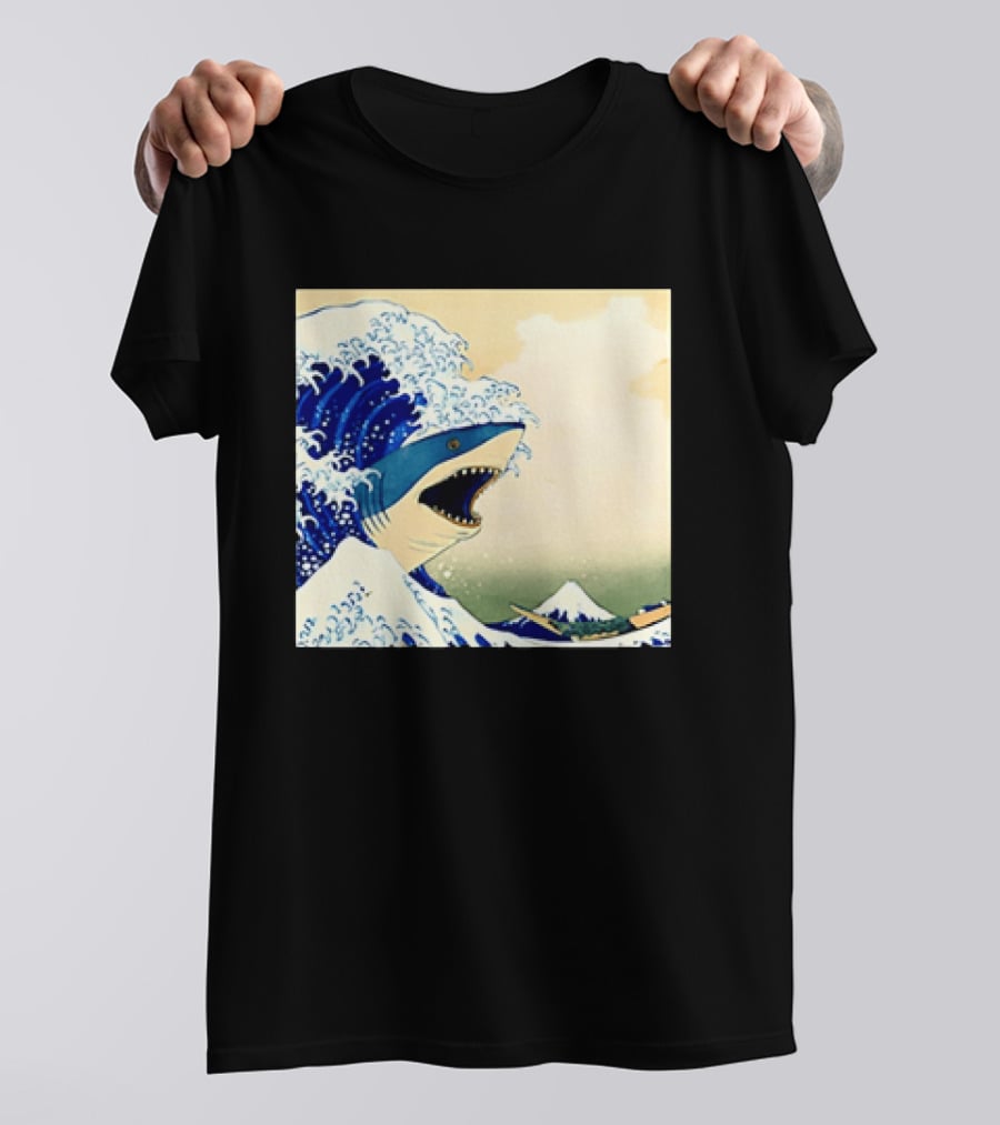 The Great Wave Off Kanagawa Sharks Fusion Art Japan Ukiyo E T-Shirt