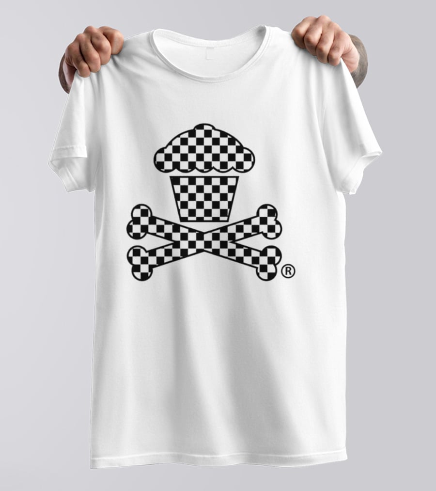 Checkered Cupcake Skull And Crossbones T-Shirt