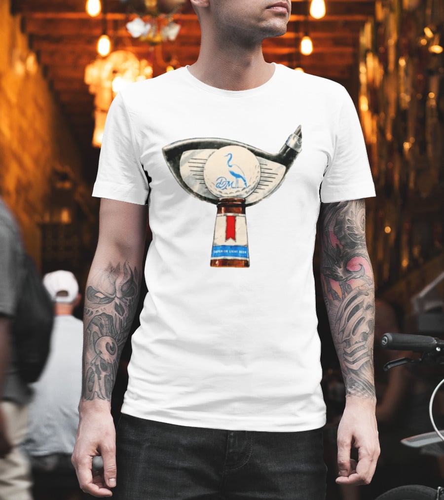 Dirty Marsh Superior Light Beer Golf Heron Bird Tap Handle T-Shirt