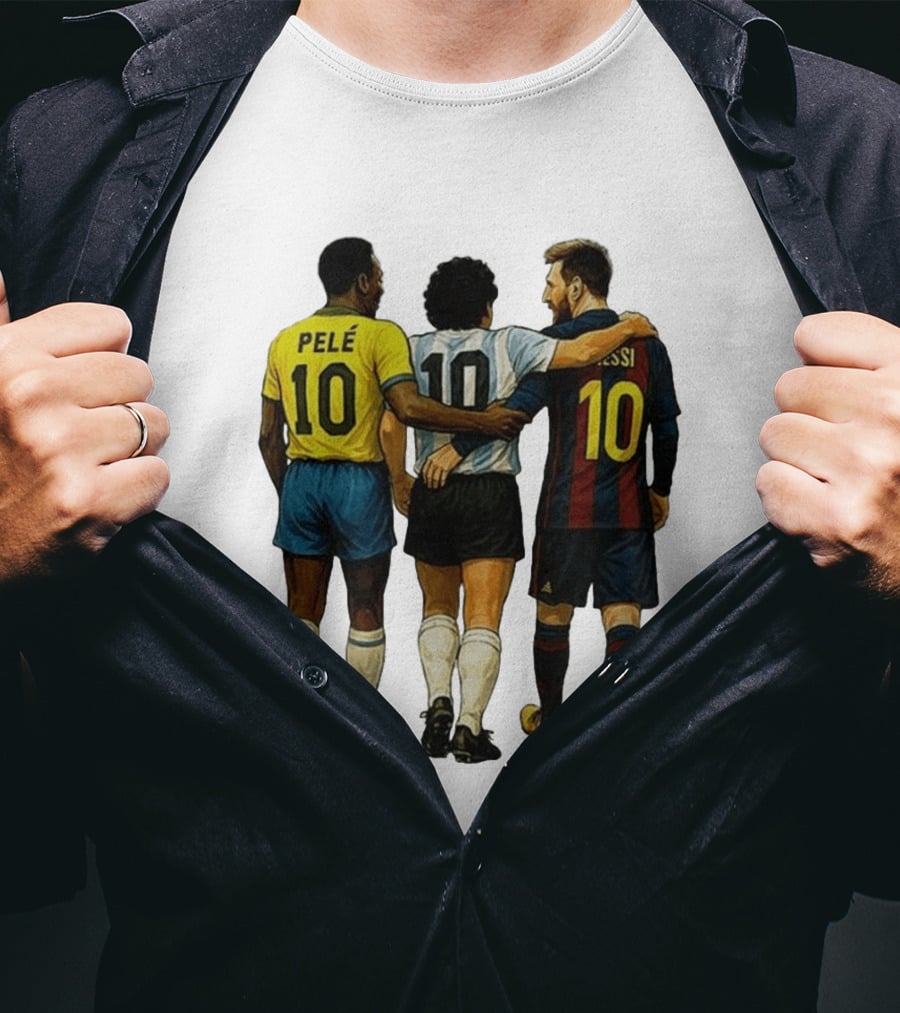 Pele Maradona Messi Football Legends Iconic Trio 10 T-Shirt