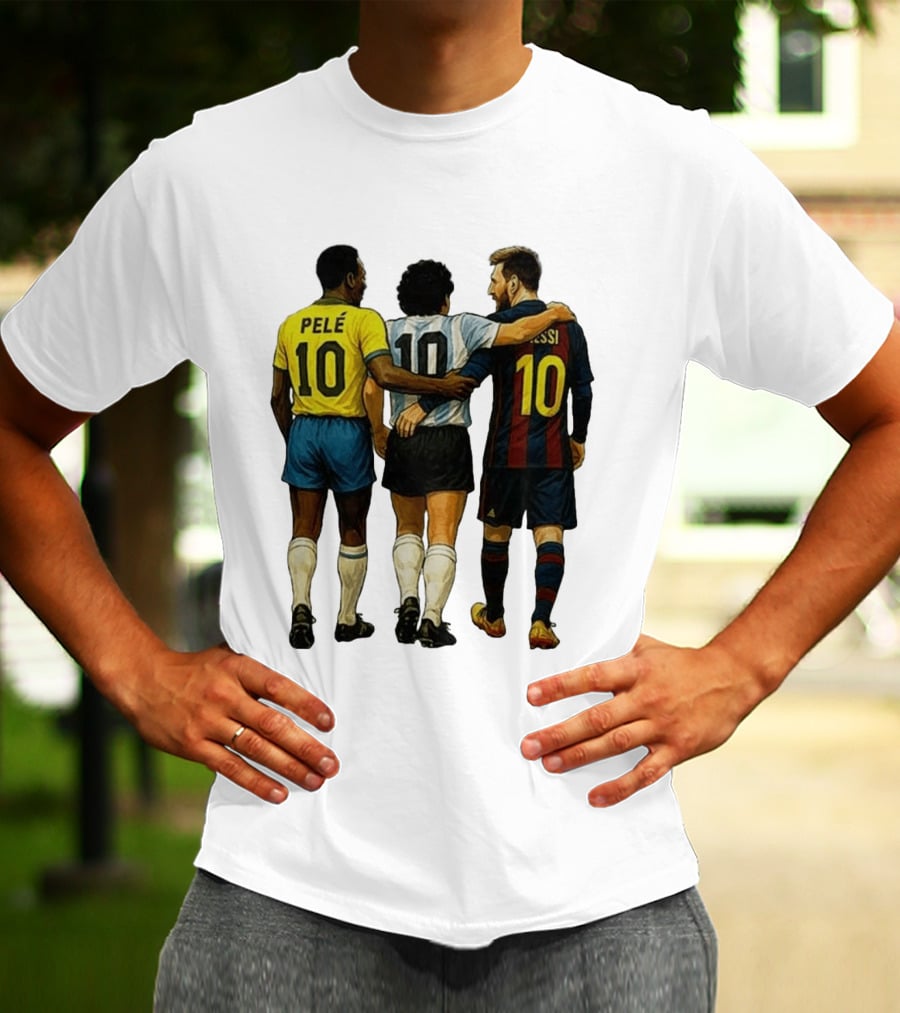 Pele Maradona Messi Football Legends Iconic Trio 10 T-Shirt