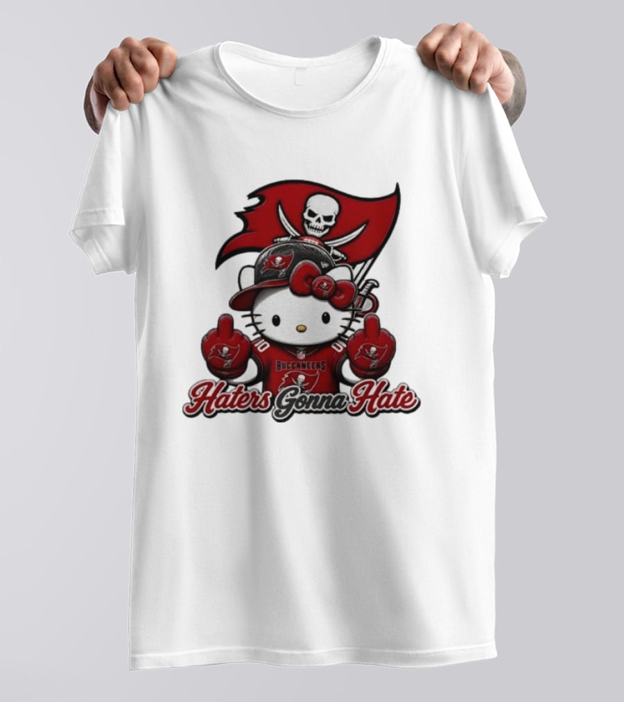 Hello Kitty Buccaneers Football Haters Gonna Hate Middle Finger T-Shirt