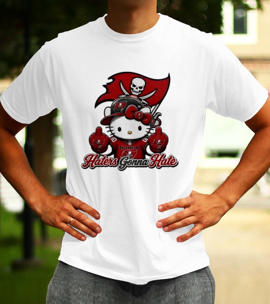 Hello Kitty Buccaneers Football Haters Gonna Hate Middle Finger T-Shirt