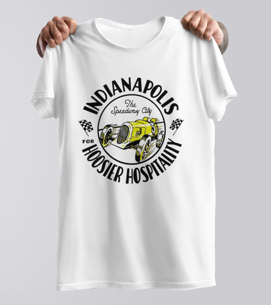 Indianapolis The Speedway City For Hoosier Hospitality Vintage Race Car T-Shirt