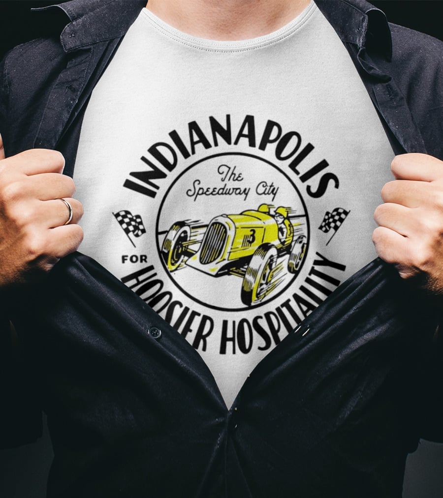 Indianapolis The Speedway City For Hoosier Hospitality Vintage Race Car T-Shirt