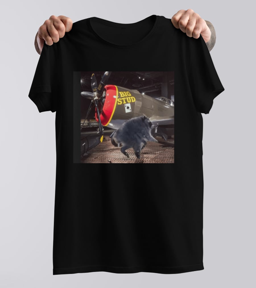 BIG STUD Aircraft With Jimothy The Raccoon And Chonk Showdown T-Shirt