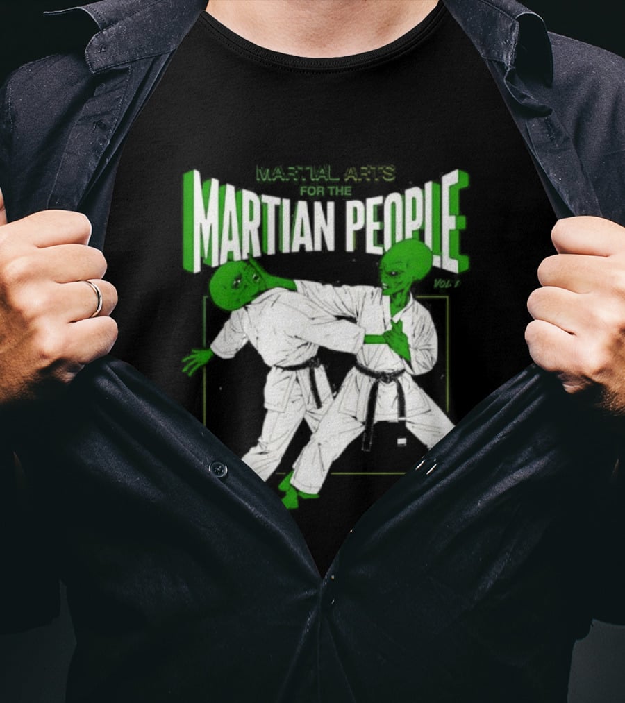 Martial Arts For The Martian People Vol 1 Green Martian Figures In Gi T-Shirt