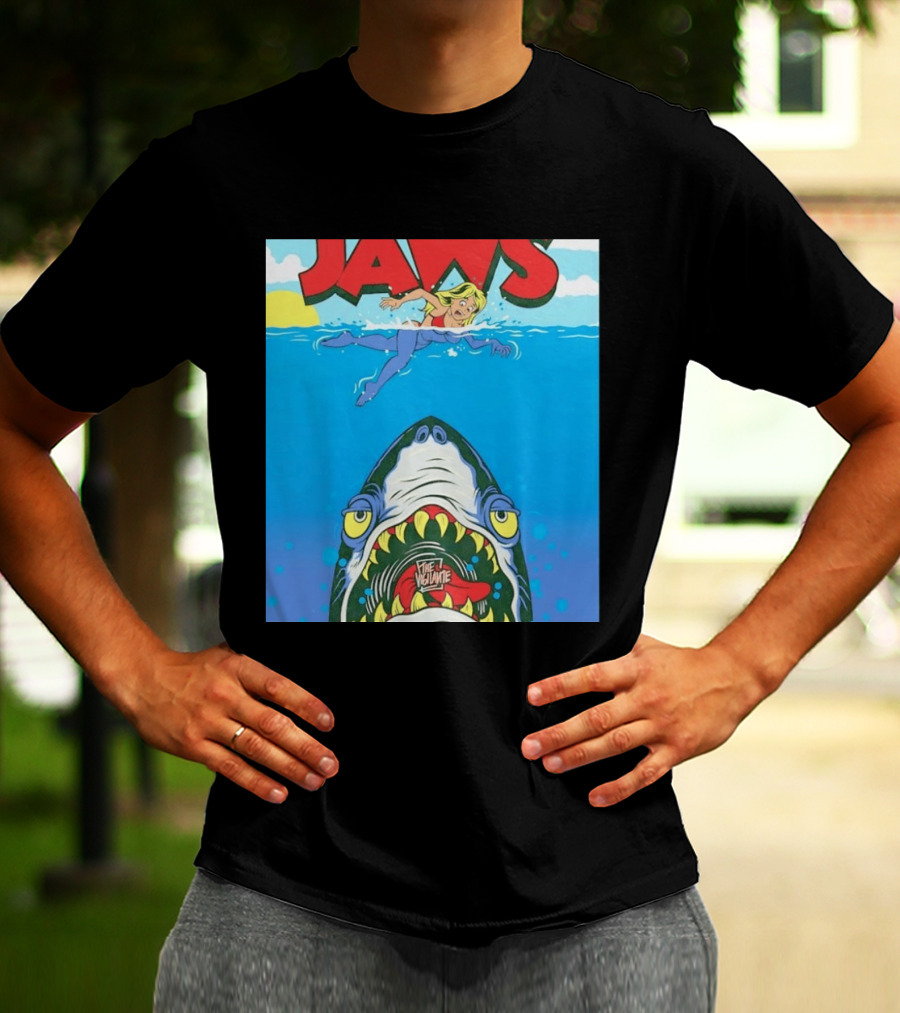 The Vigilante Jaws Shark Attack Comic Cartoon T-Shirt