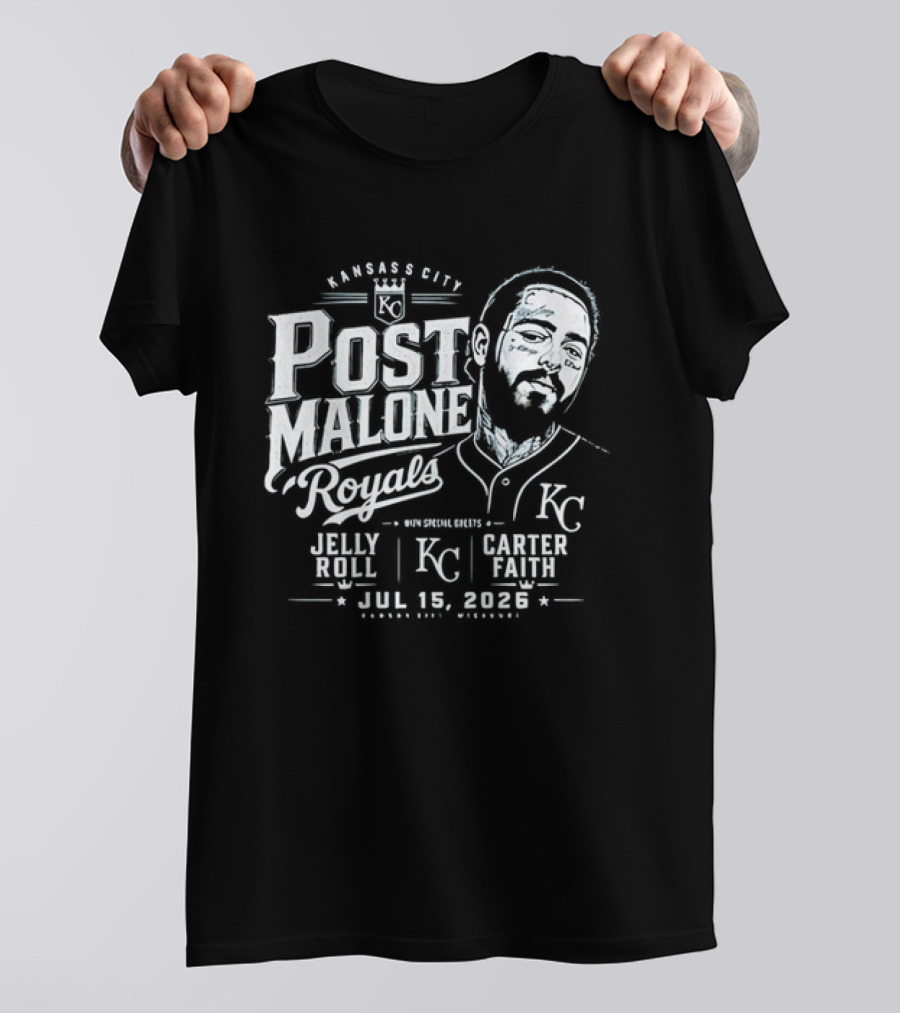 Post Malone Kansas City Royals Concert Jelly Roll Carter Faith KC 2023 T-Shirt