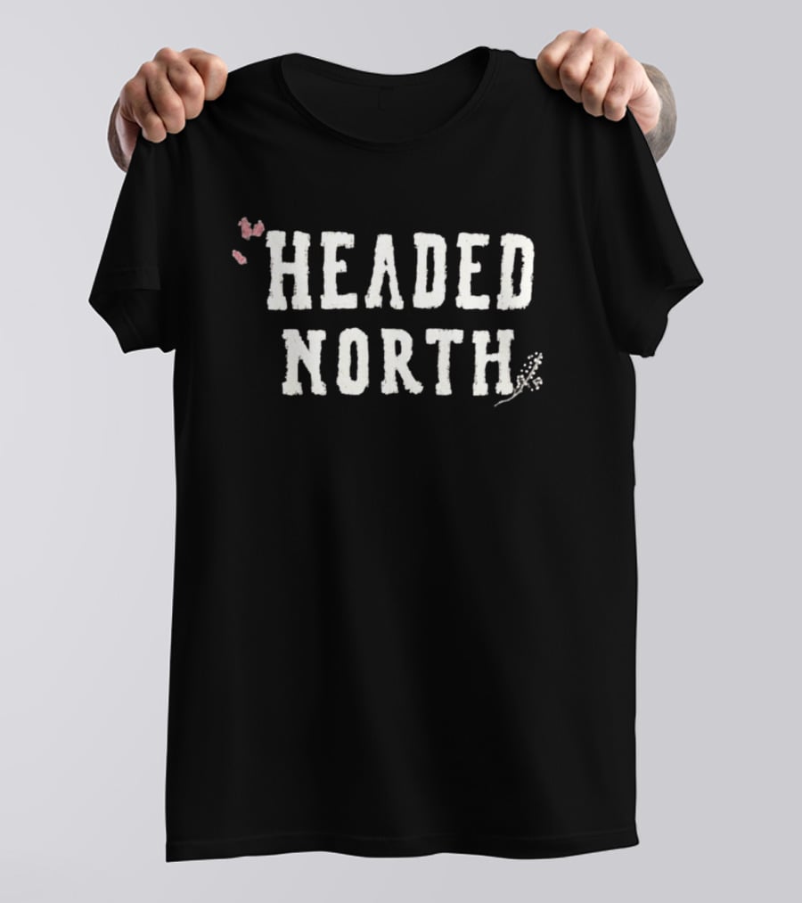 Headed North Folk Music Nature Lovers Butterfly Flower Accents T-Shirt