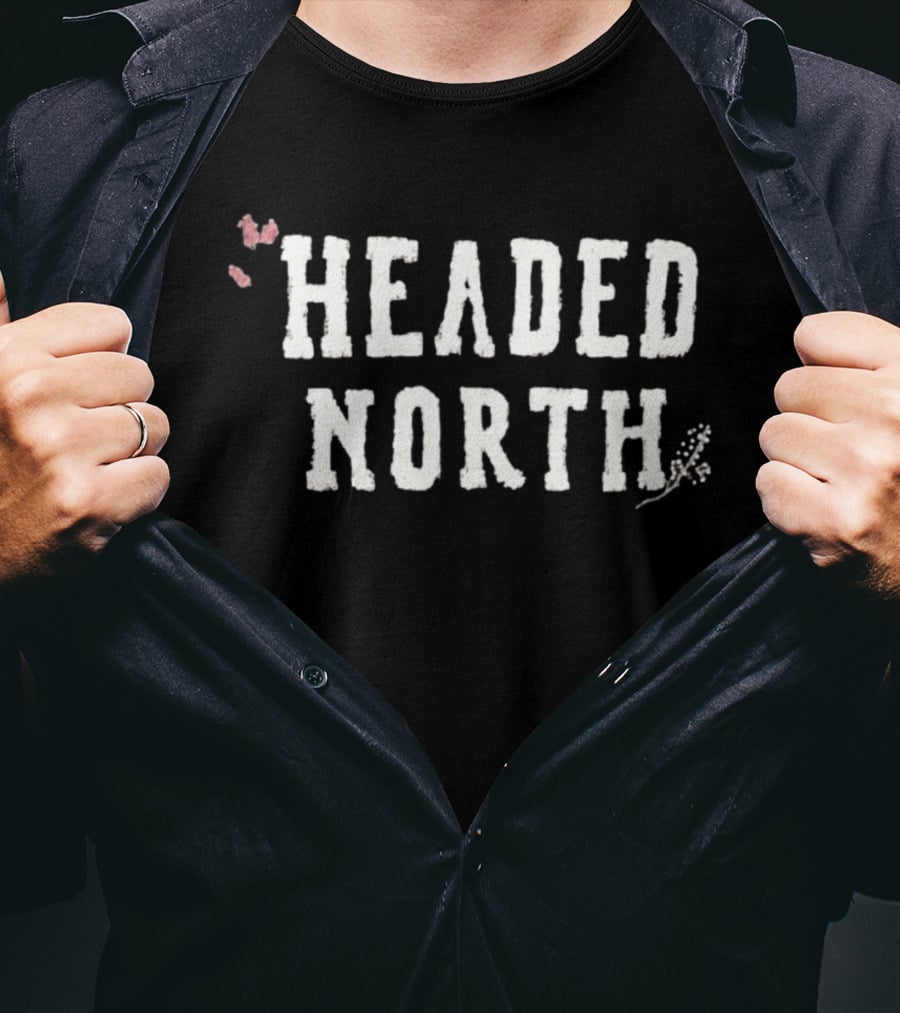 Headed North Folk Music Nature Lovers Butterfly Flower Accents T-Shirt
