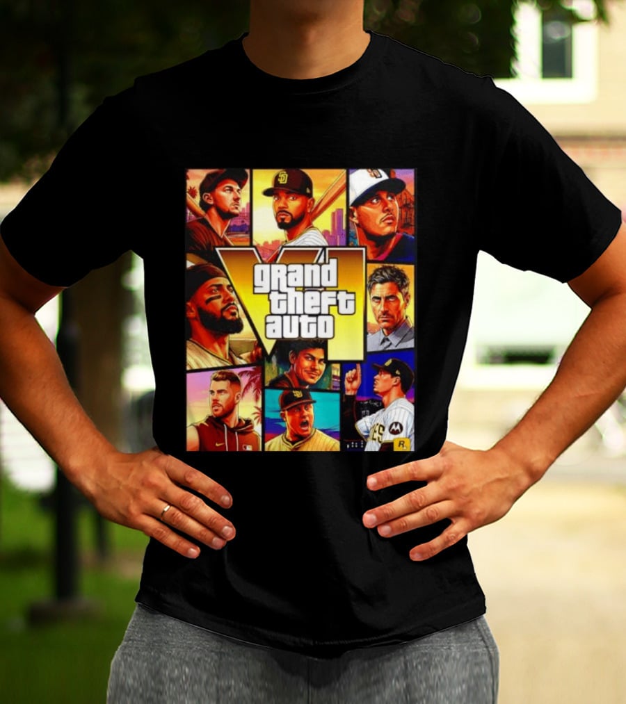 San Diego Padres Grand Theft Auto V Collage Players Team Portraits T-Shirt