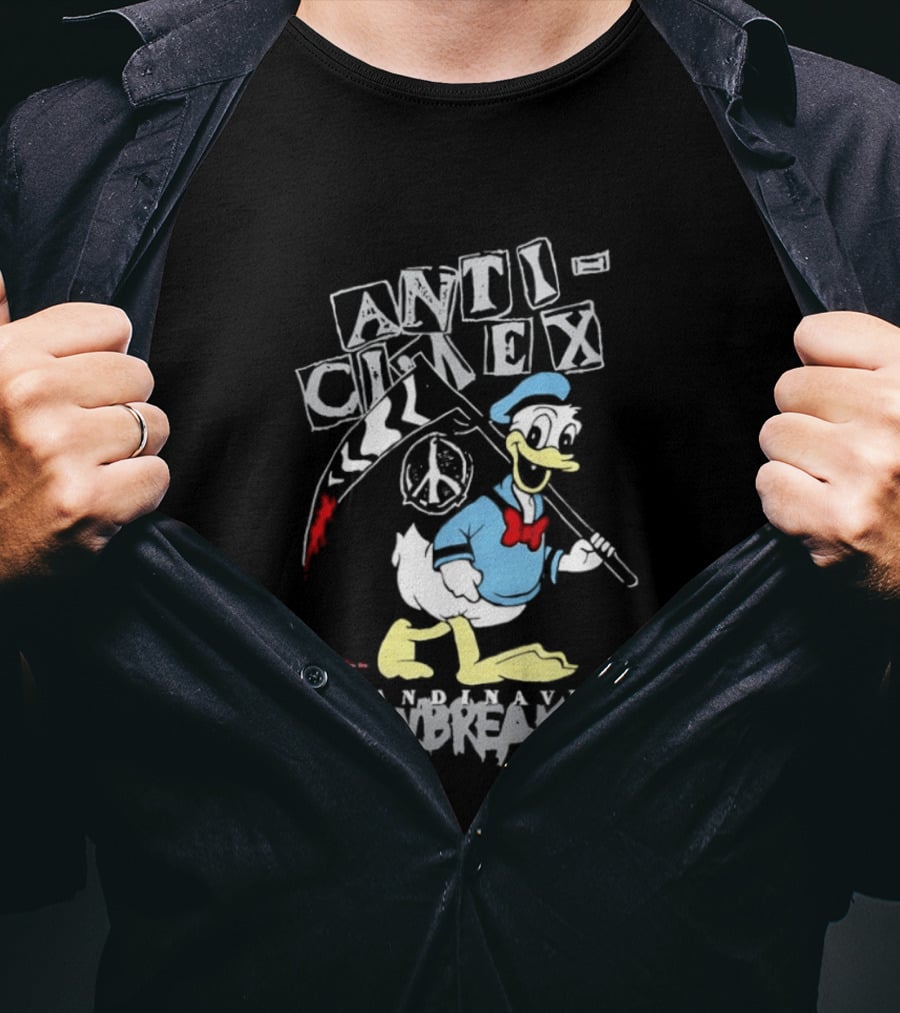 Anti Cimex Scandinavian Jawbreaker Donald Duck Scythe Peace Sign T-Shirt