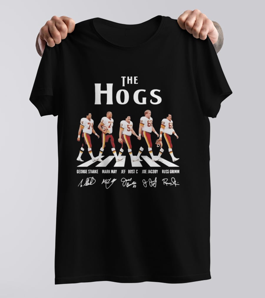 The Hogs George Starke Mark May Jeff Bostic Joe Jacoby Russ Grimm Football Legends T-Shirt