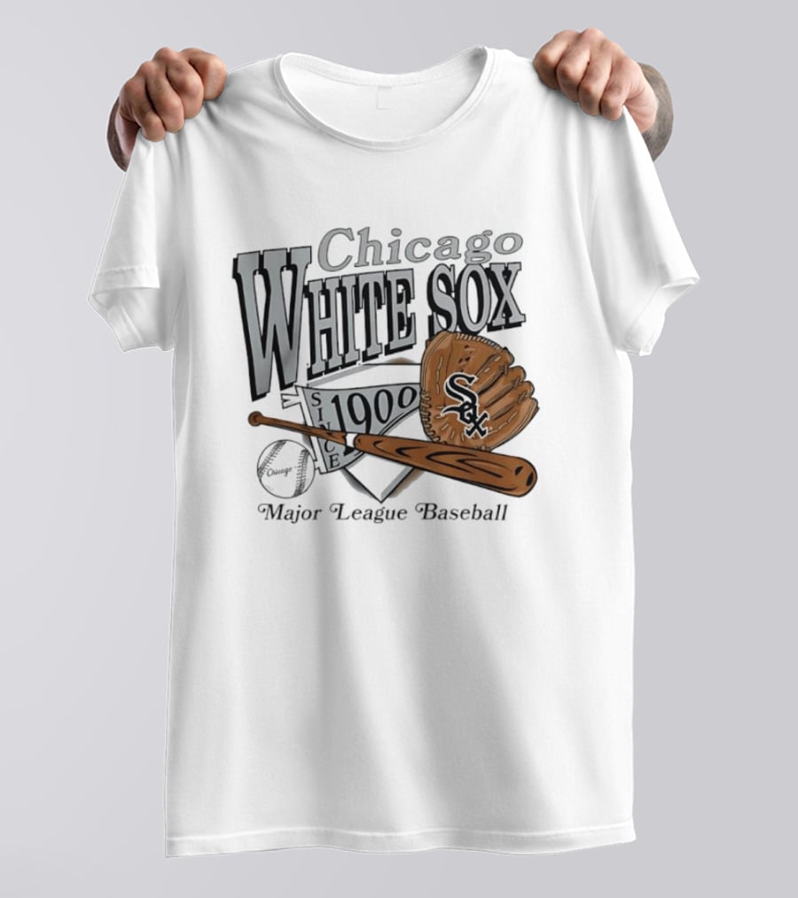Chicago White Sox Since 1900 Major League Baseball Vintage Style Glove And Bat T-Shirt