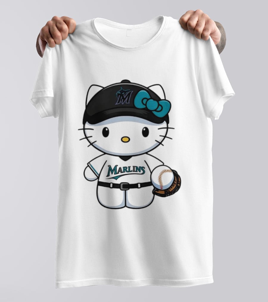 Hello Kitty Miami Marlins MLB Baseball Fan Merchandise T-Shirt