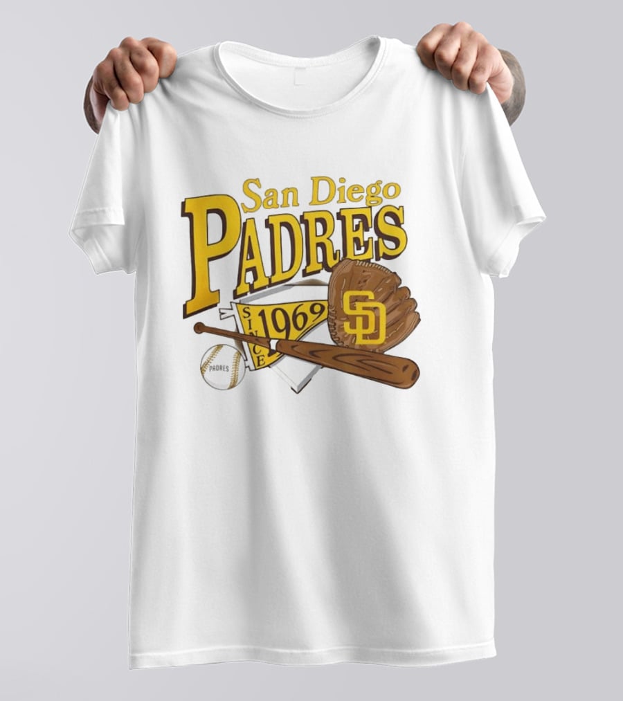 San Diego Padres Baseball Glove Bat Ball Since 1969 T-Shirt