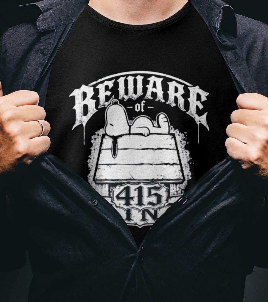 Beware Of 415 Saints Snoopy Sleeping On Doghouse T-Shirt