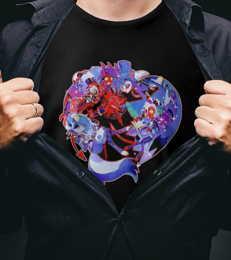 Blitzo Moxxie Millie Loona Stolas Helluva Boss Cast Crew Ensemble Vibrant Character Collage T-Shirt