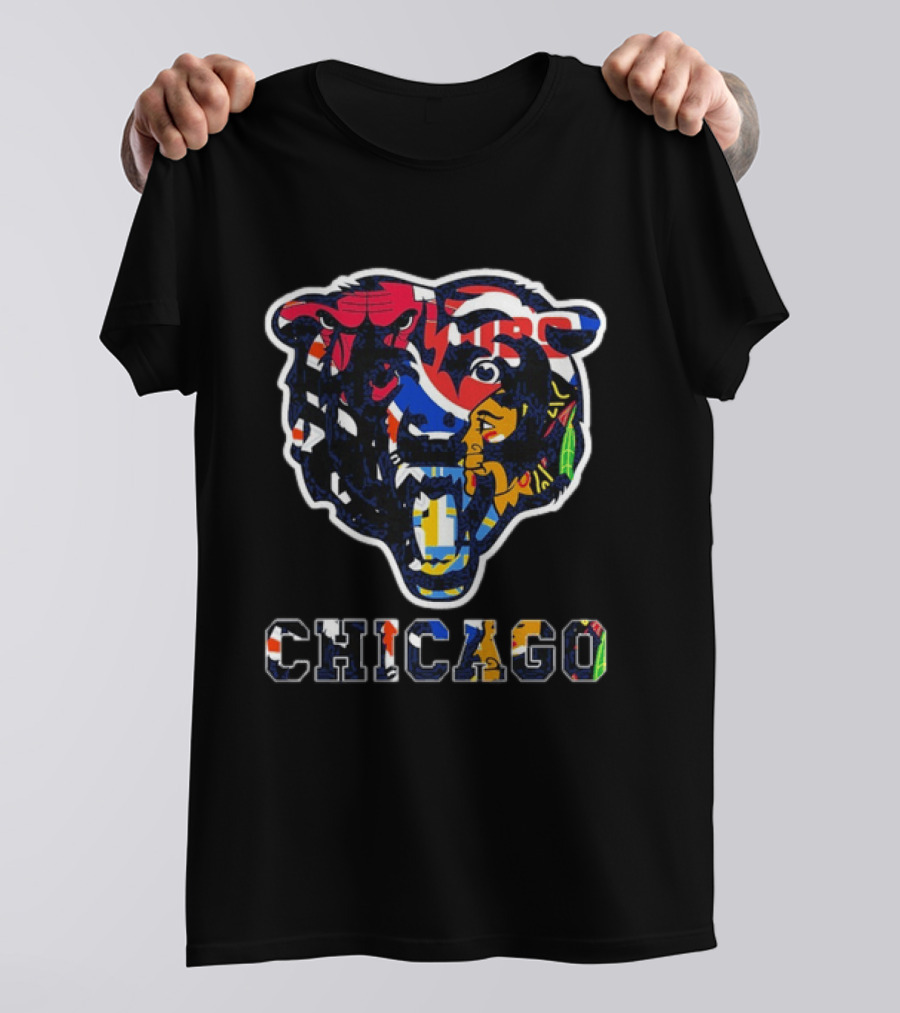 Chicago Bears Cubs White Sox Bulls Blackhawks Fire Sports Mashup T-Shirt