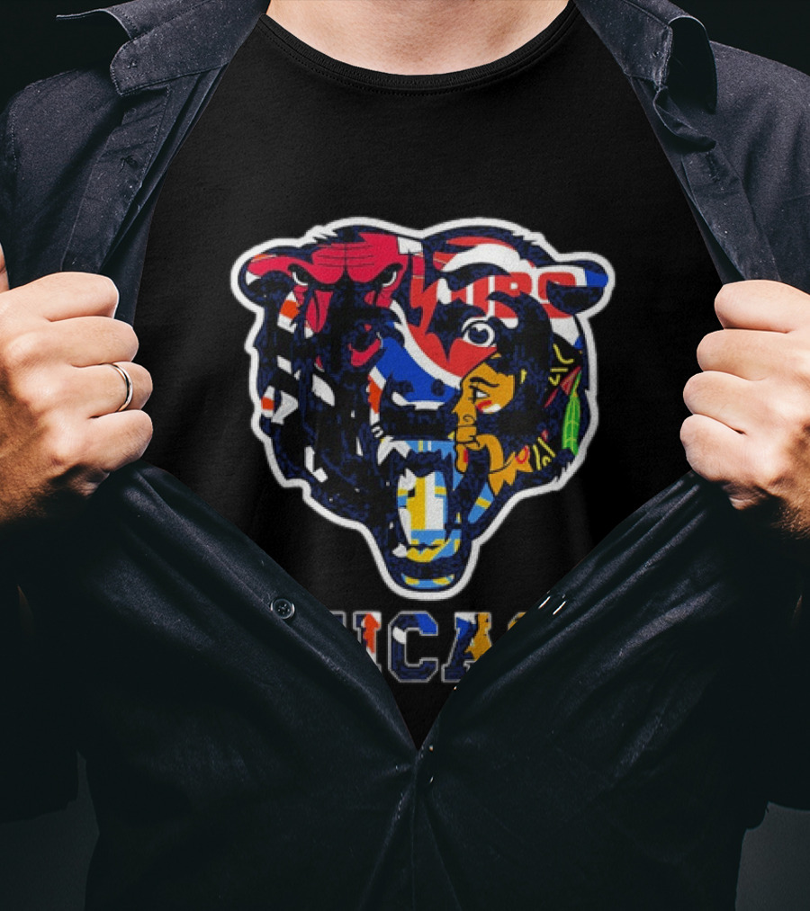 Chicago Bears Cubs White Sox Bulls Blackhawks Fire Sports Mashup T-Shirt