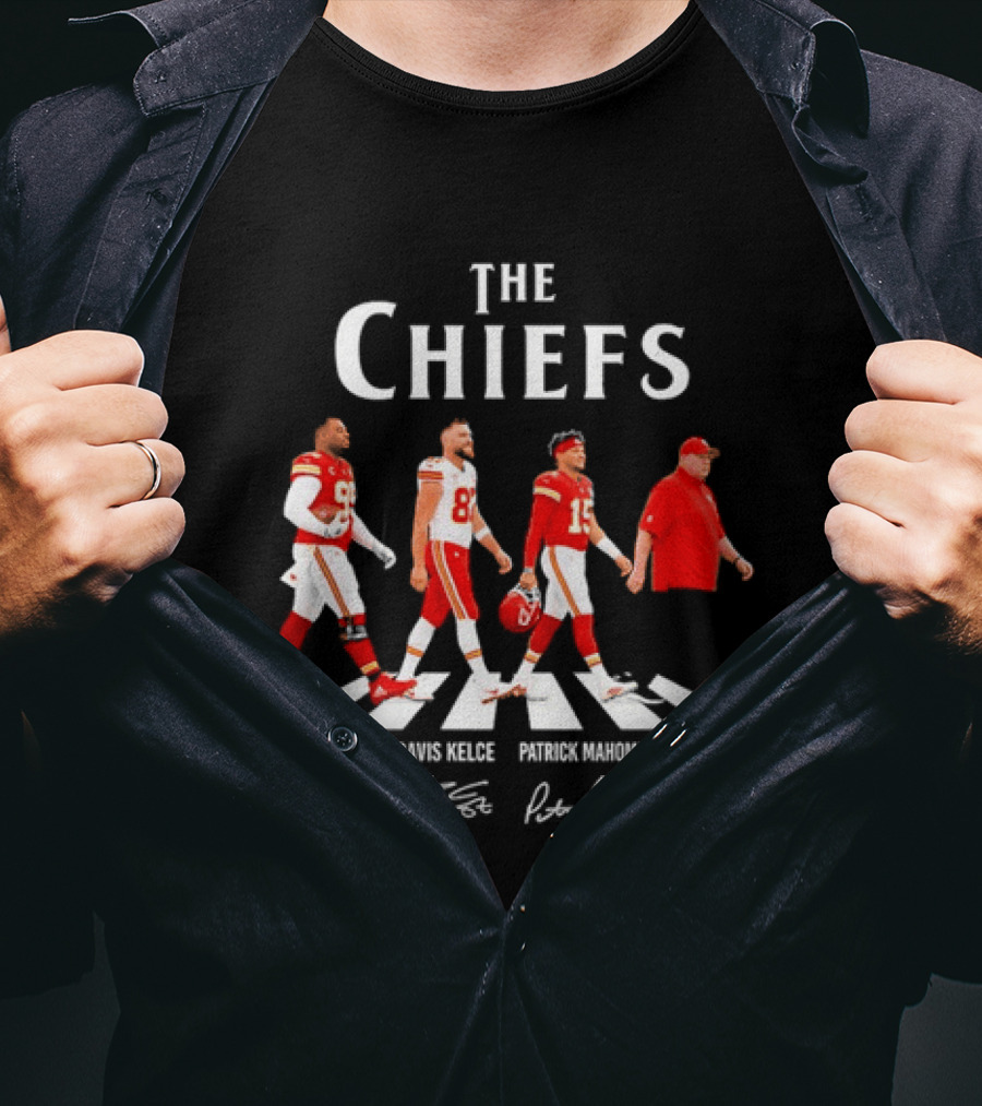 The Chiefs Abbey Road Chris Jones Travis Kelce Patrick Mahomes Andy Reid T-Shirt