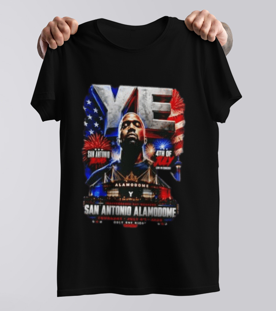 Kanye West Ye San Antonio Alamodome 4th Of July Concert Independence Day Fireworks Flag Stars T-Shirt