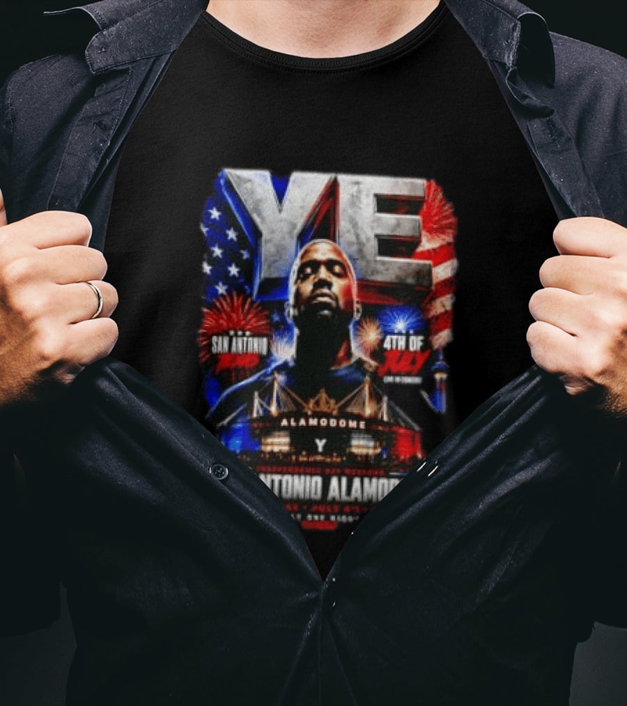 Kanye West Ye San Antonio Alamodome 4th Of July Concert Independence Day Fireworks Flag Stars T-Shirt