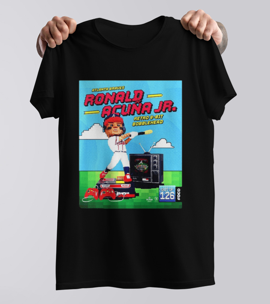 Atlanta Braves Ronald Acuna Jr. Retro 8 Bit Bobblehead Game Controller TV T-Shirt
