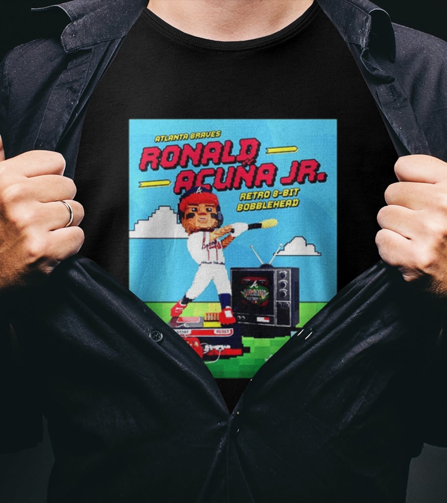 Atlanta Braves Ronald Acuna Jr. Retro 8 Bit Bobblehead Game Controller TV T-Shirt