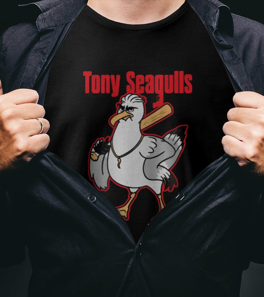 Tony Seagulls Section 10 Bird Character With Baseball Bat T-Shirt