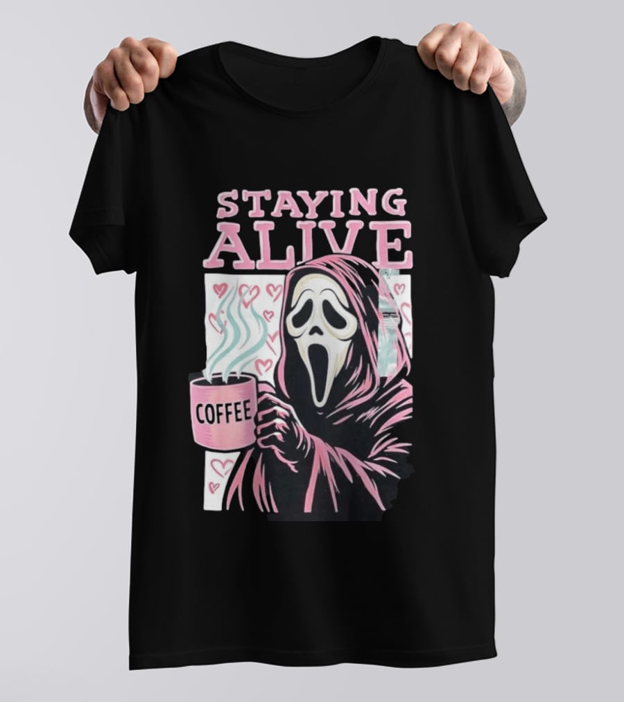 Staying Alive Ghostface Coffee T-Shirt