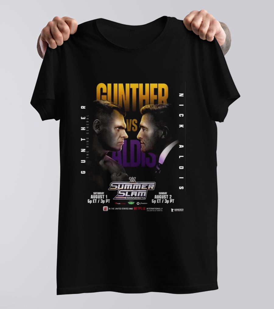WWE SummerSlam Minnesota 2026 Gunther Vs Nick Aldis August 1 2 Match T-Shirt