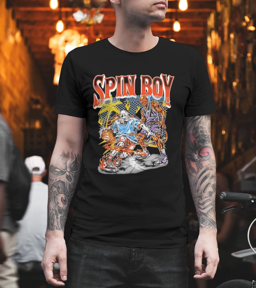Nomouth Spin Boy Flaming Basketball Streetwear T-Shirt