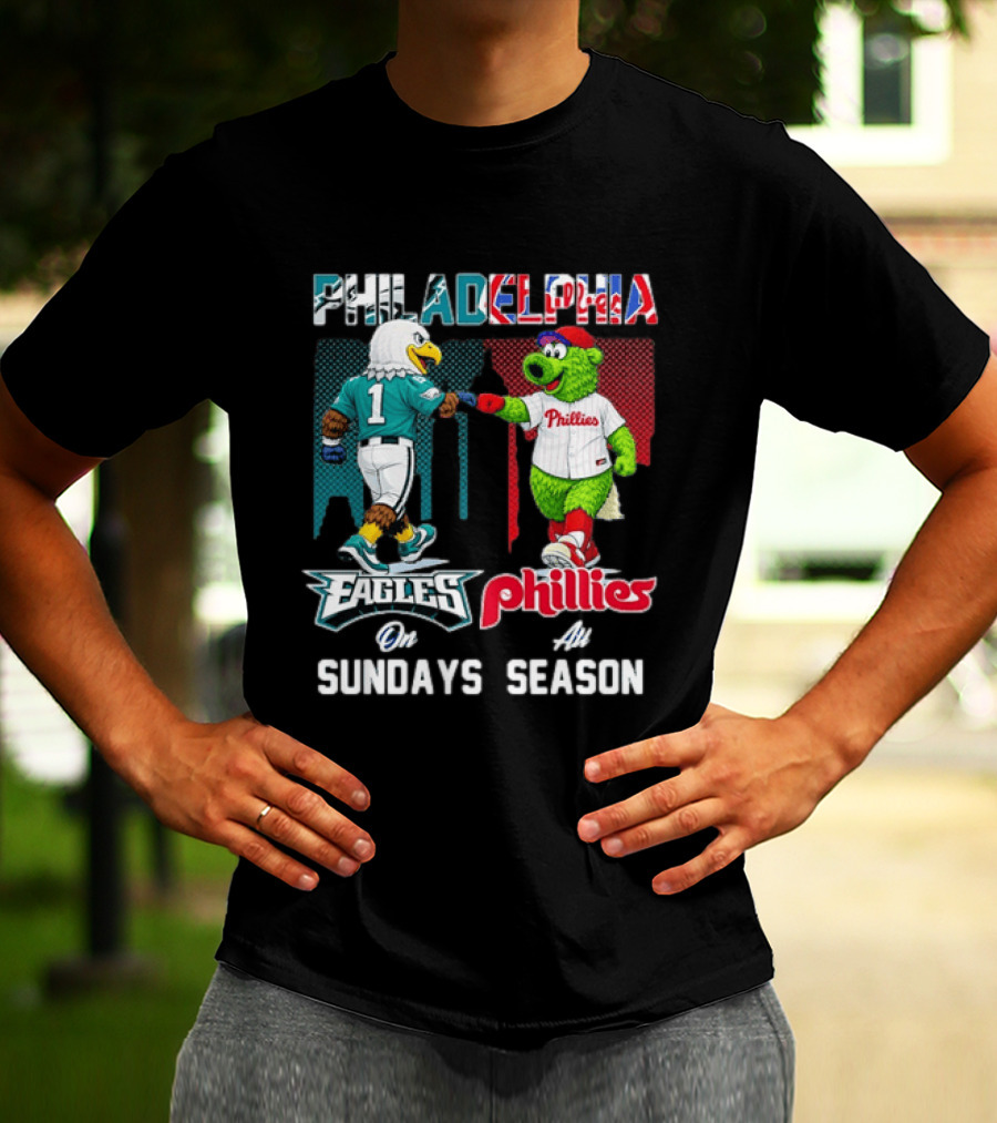 Philadelphia Eagles Phillies Fist Bump Sundays At Season T-Shirt