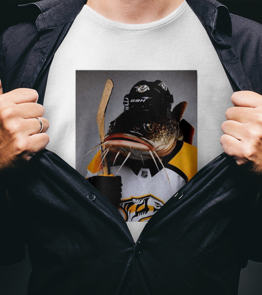 Nashville Predators Catfish Hockey Mascot Community Spirit T-Shirt