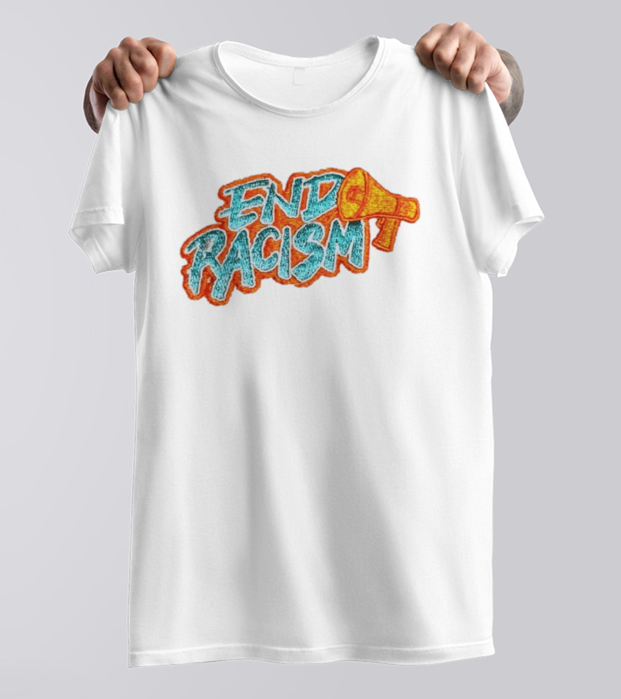 End Racism Embroidered Iron On Patch With Megaphone Applique T-Shirt