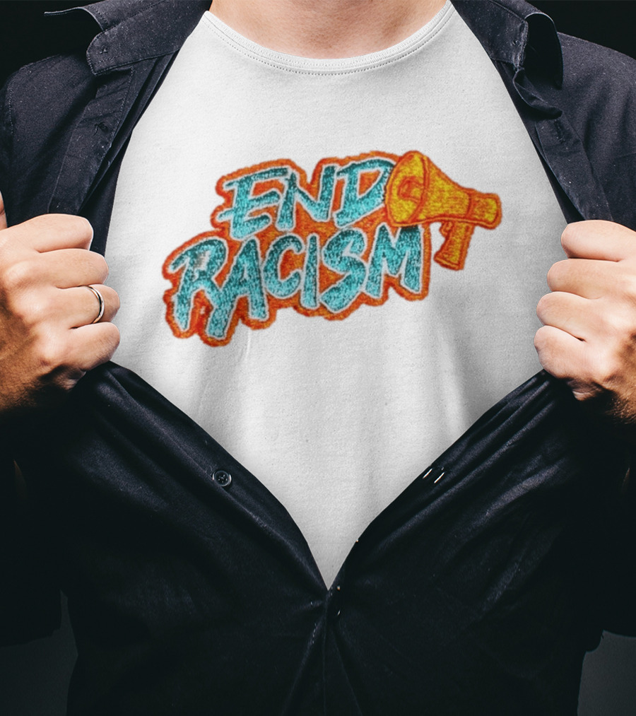End Racism Embroidered Iron On Patch With Megaphone Applique T-Shirt