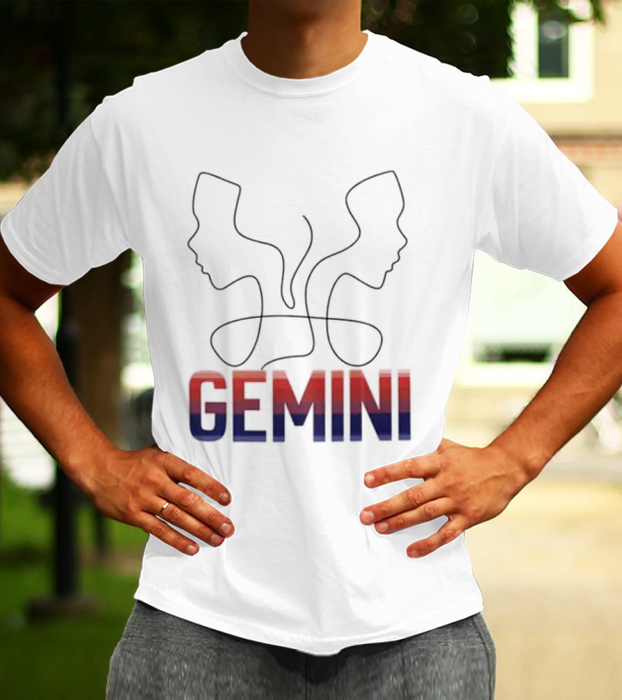 Gemini Zodiac Rainbow Outline LGBTQ Pride T-Shirt