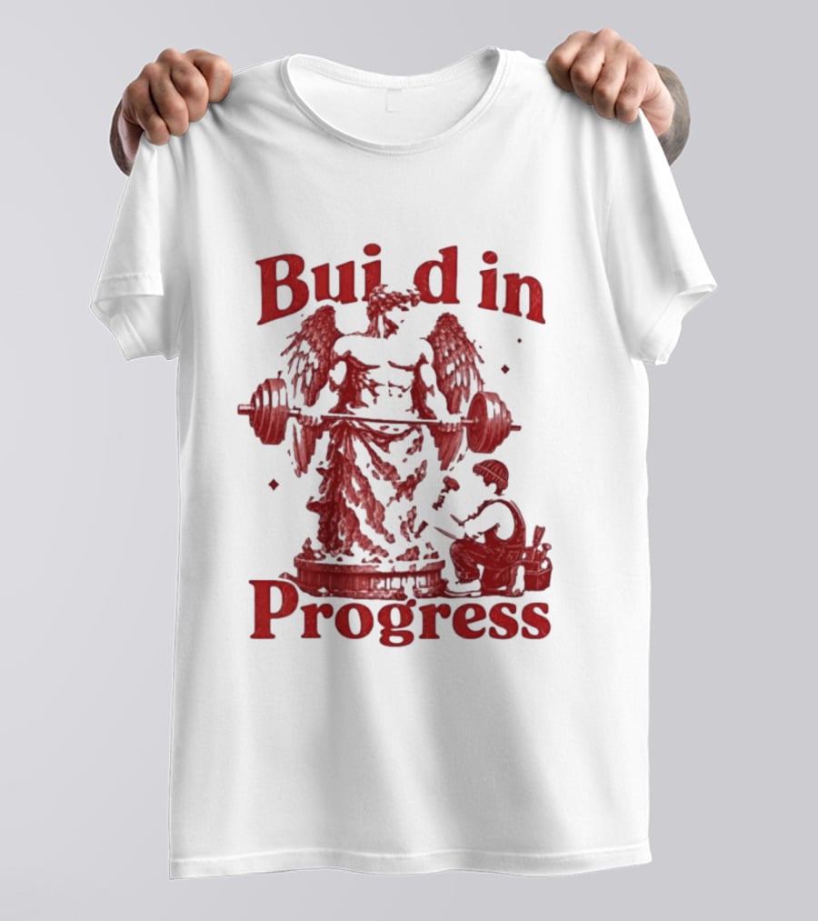 Staticloom Supply Angel Build In Progress Lifting Weight T-Shirt