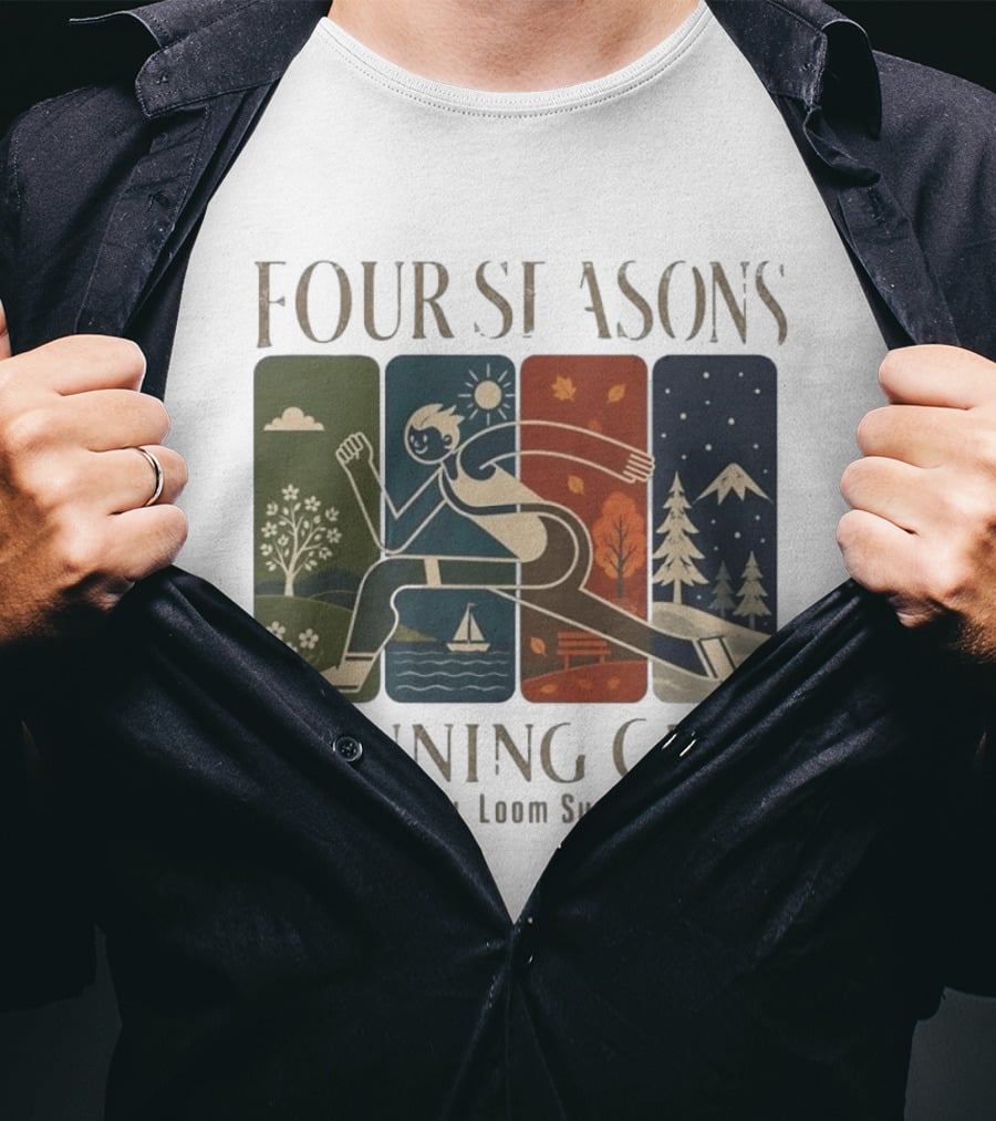 Staticloom Supply Four Seasons Running Club Vintage Seasonal Outdoor Jogging T-Shirt