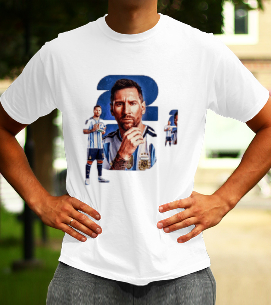 Lionel Messi Argentina Jersey 2023 FIFA World Cup Champion Collage T-Shirt