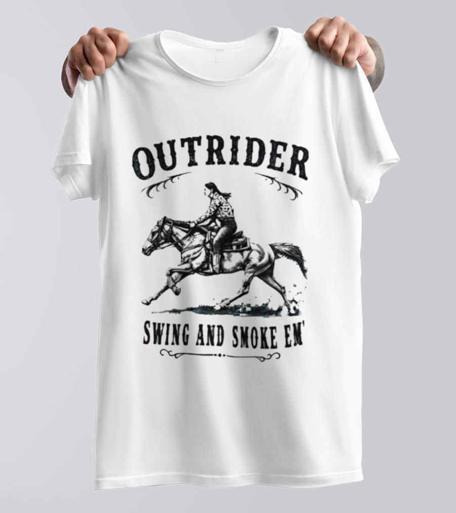 Outrider Swing And Smoke Em Cowgirl Horseback Riding Adventure T-Shirt